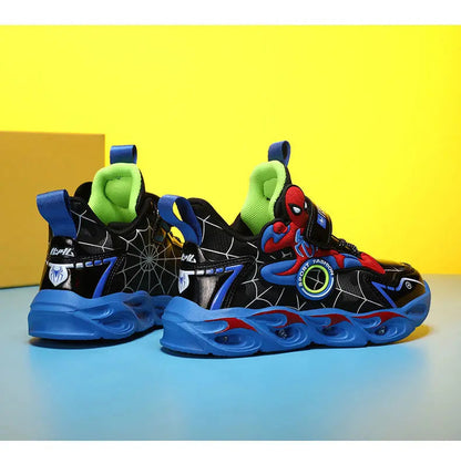 Disney Boys Shoes LED Lights Cartoon Autumn Children's Sports Shoes Leather Non-slip Children's Running Shoes Sneaker Size 25-35 Ohberri