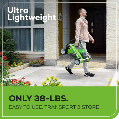 40V 16" Cordless Lawn Mower, Ultra-Light Push Mower with 4.0Ah Battery & Charger(75+ Tool Compatibility, 45Min Runtime) - Ohberri