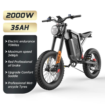 Electric Bike 2000W 48V35AH 55km/h 20“*4.0 Off Road Mountain Ebike - Ohberri