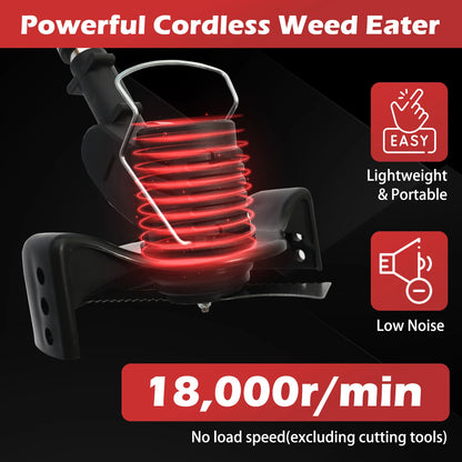Electric Weed Wacker String Grass Trimmer Cordless with 2x2.0Ah Battery 21V Lightweight Lawn Grass for Garden and Yard Lawn - Ohberri