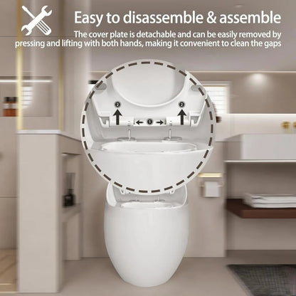 Egg-Shaped One-Piece Toilet 1.28 GPF Low-Flush Toilet with SoftClose Seat, Quiet Flushing & Space-Saving Design – Glossy White, Ohberri