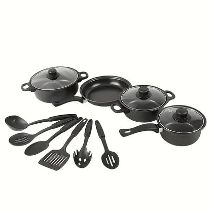 13-Piece Nonstick Cookware Set Black - Induction Ohberri