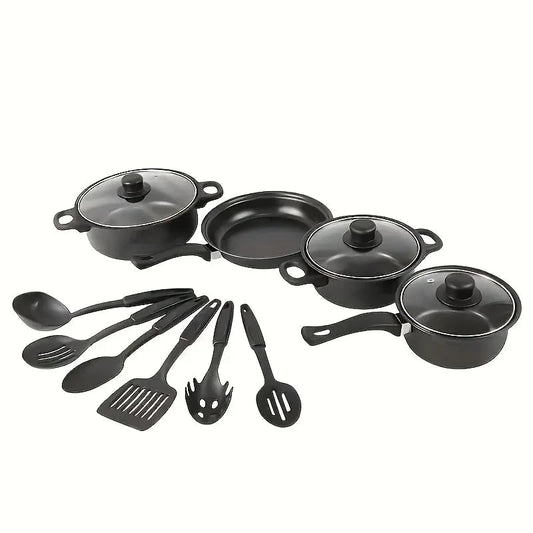 13-Piece Nonstick Cookware Set Black - Induction Ohberri