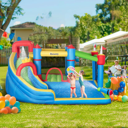 6-in-1 Inflatable Bounce House, Inflatable Water Slide - Ohberri