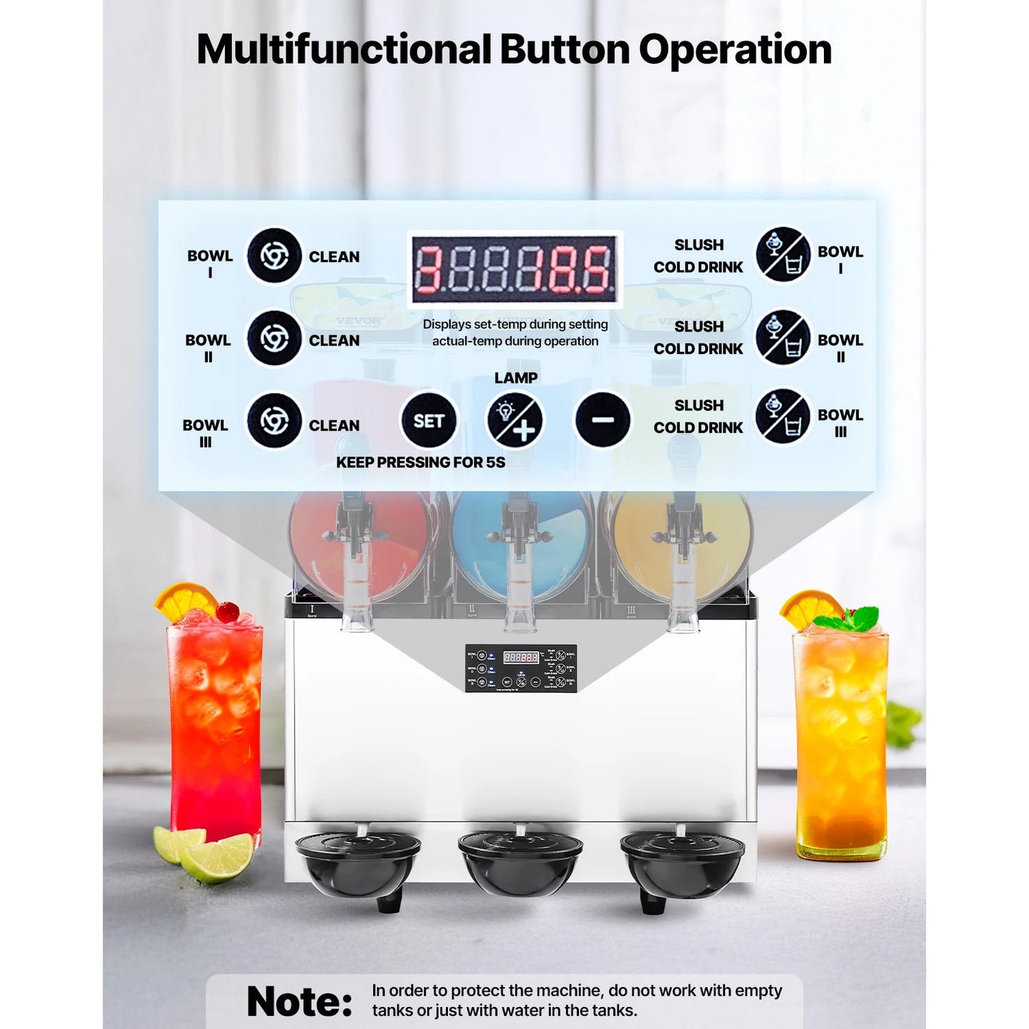 15L Commercial Frozen Drink Maker Triple Tank Slushy Machine Ohberri