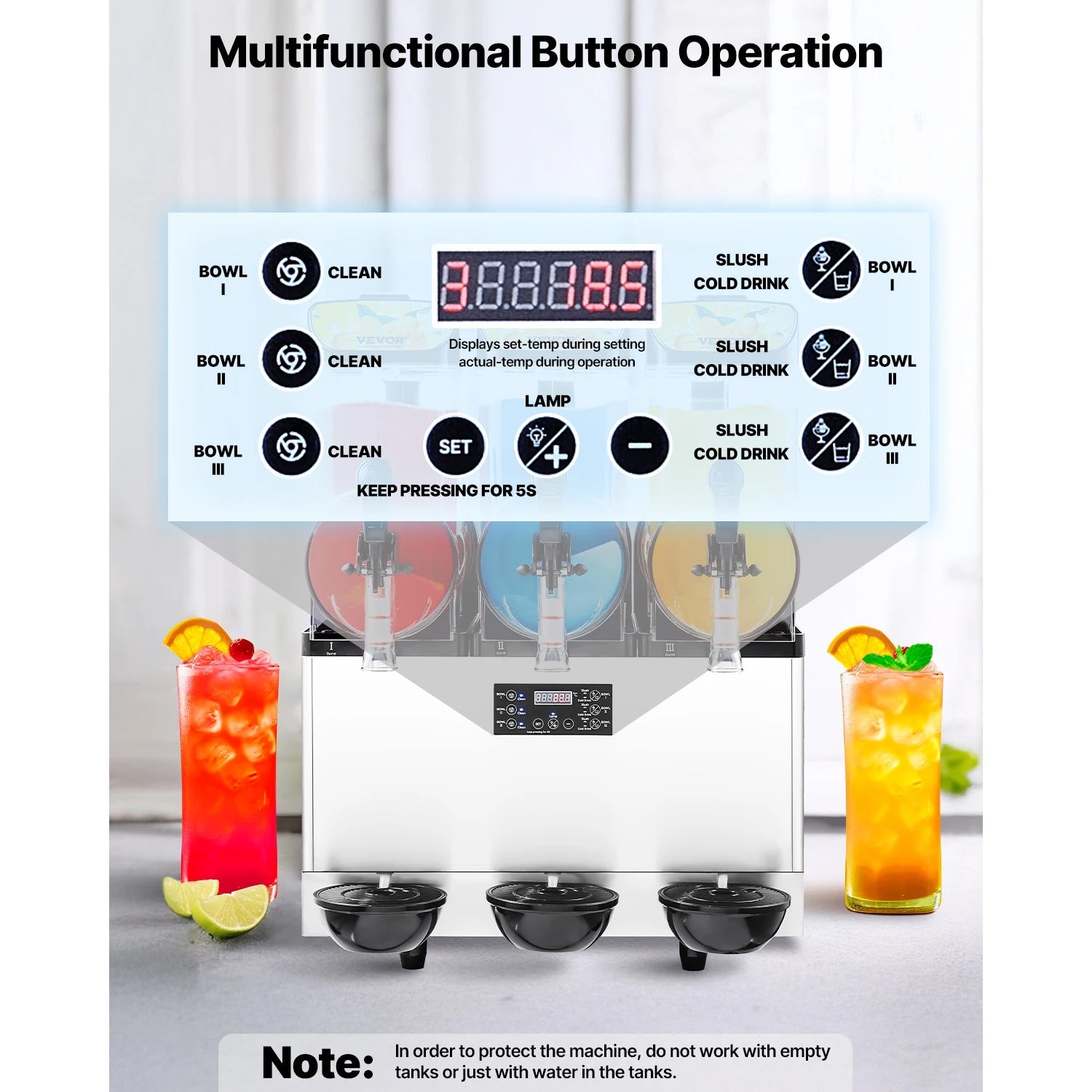 15L Commercial Frozen Drink Maker Triple Tank Slushy Machine Ohberri