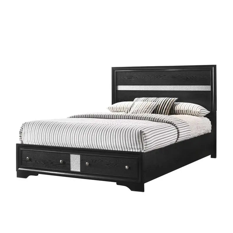 5-Piece Full Bedroom Storage Set in Black Wood Finish - Ohberri