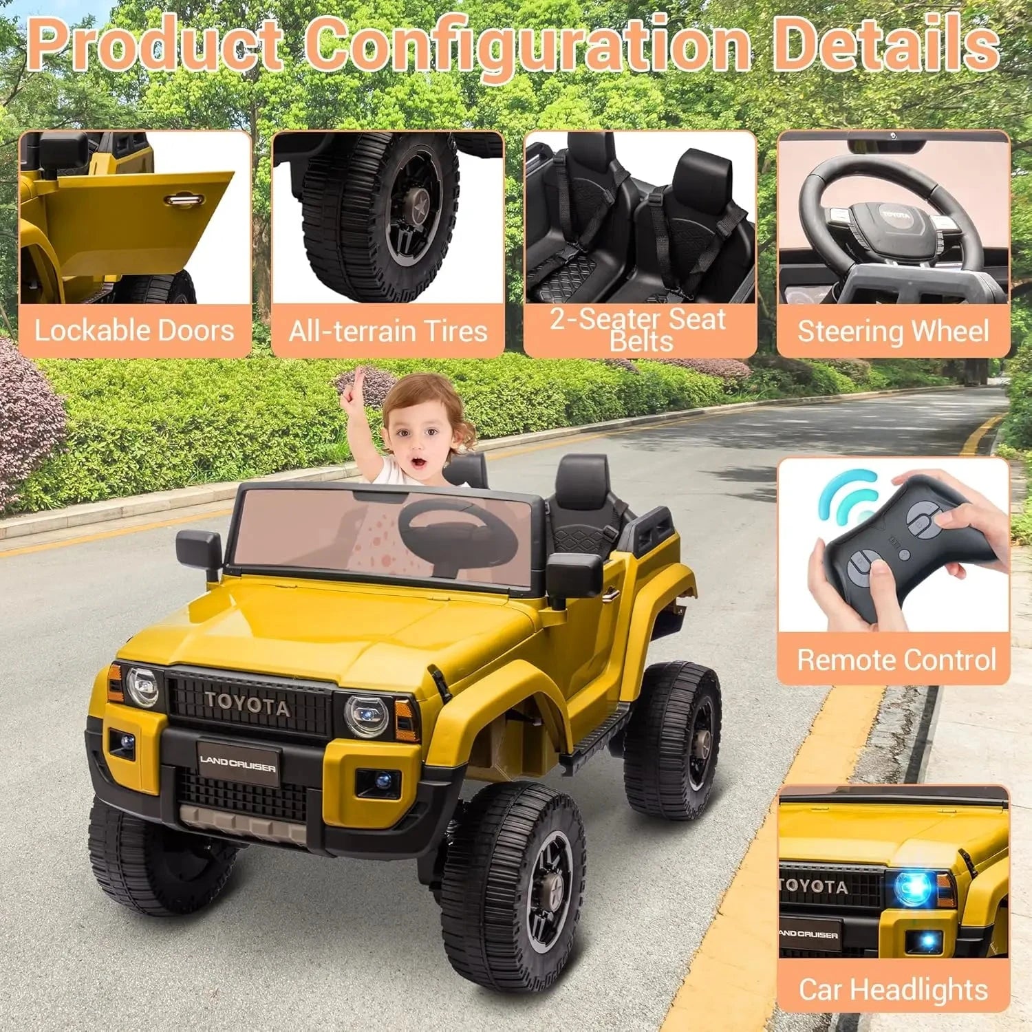 Kids Electric Ride On Car 24V 2-Seater Ride-On Truck with Remote Control Ohberri