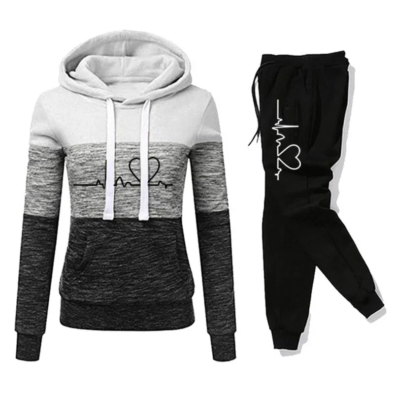 Women Tracksuit Printing Hooded Sweatshirt Sweatpant Ohberri