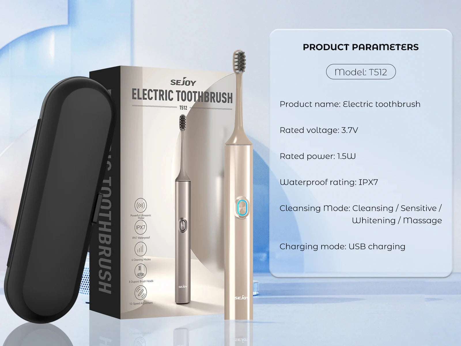 Electric Toothbrush with 8 Brush Heads for Adults Rechargeable Ohberri