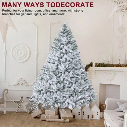 6.9ft White Flocked Artificial Christmas Tree, Snow Ohberri