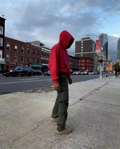 Bold Skull Letter Print Long Sleeve Pullover with I'm Who I Am Design Hoodie Ohberri