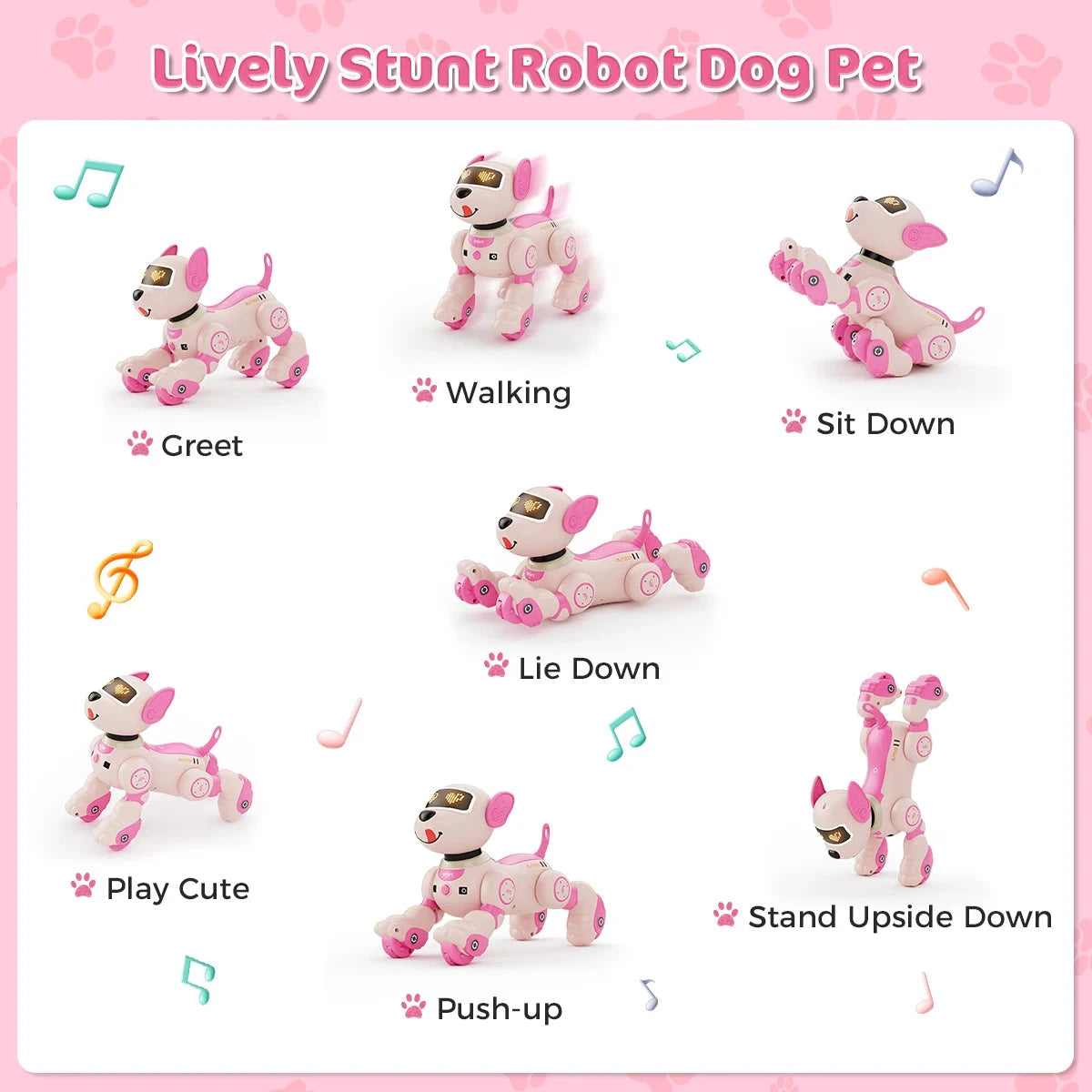 Robot Dog Toy for Kids Voice 2.4GHz Remote Control Robot Pet Touch Sensor 20+ Mode Ohberri