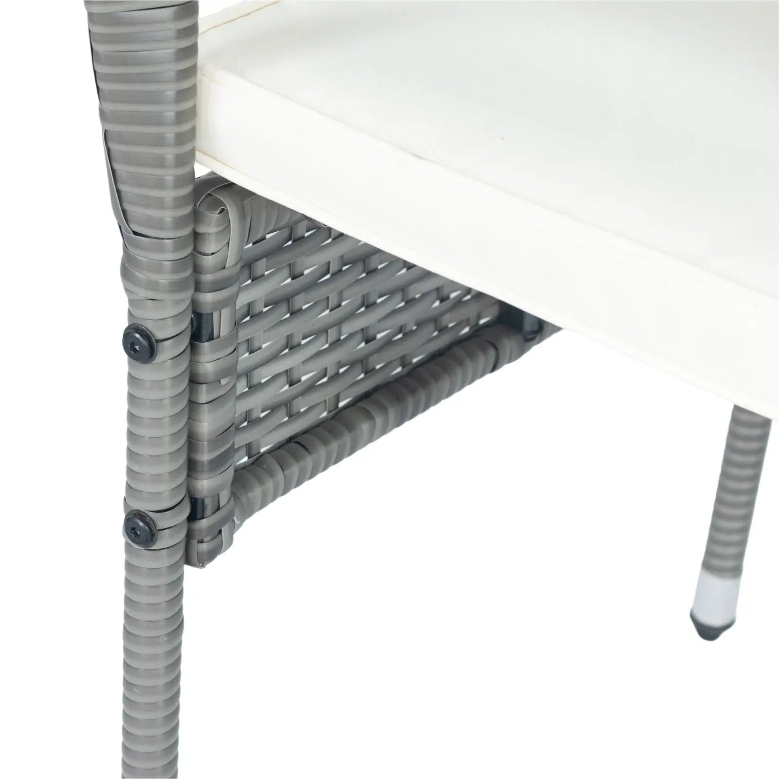 3 Piece Patio Wicker Conversation Set Grey Wicker  White Cushion My Store