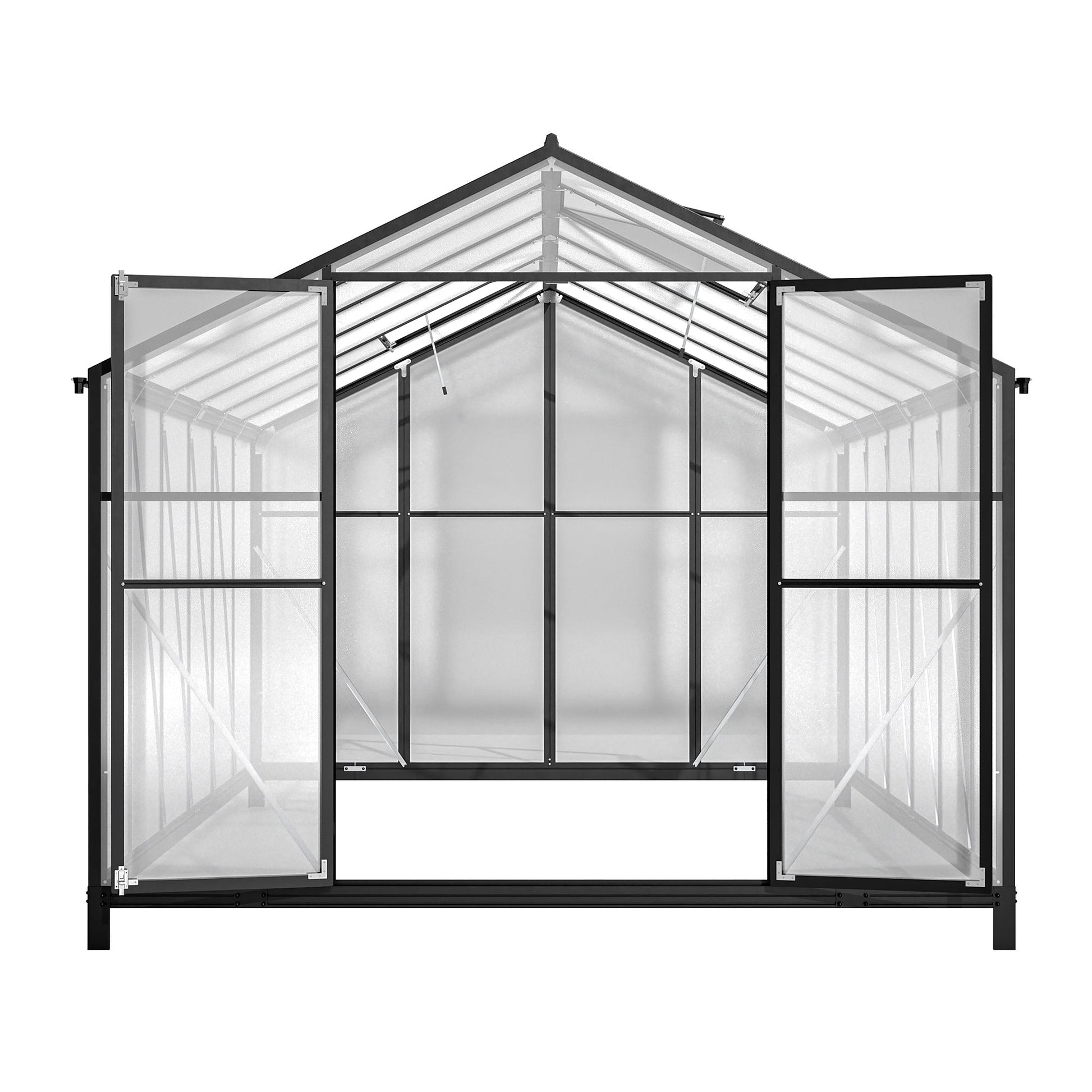 8' X 12' Heavy Duty Poly carbonate Greenhouse With Double Doors And Two Ventilation Windows Inkedjoy