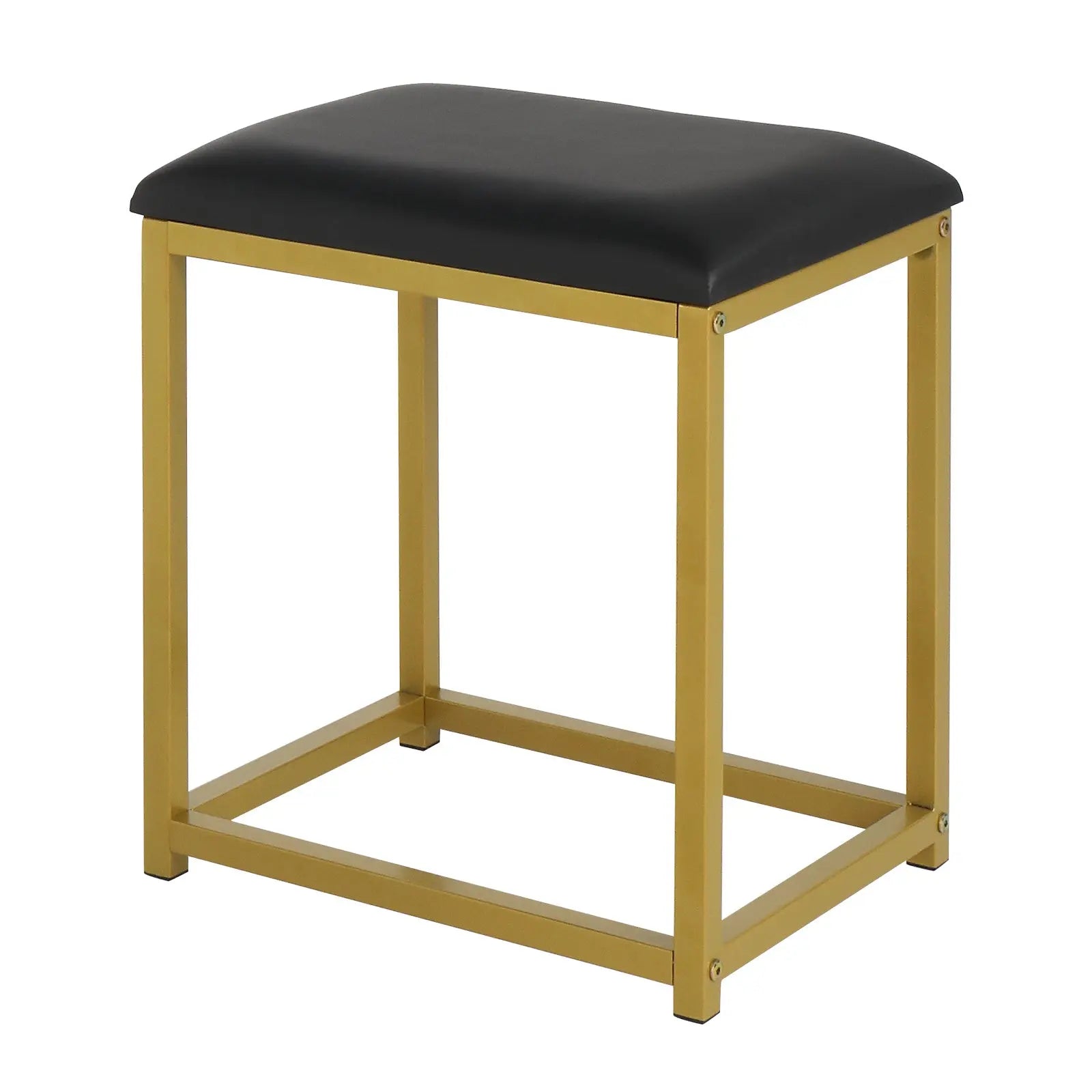 Black, Particleboard, Steel Frame, Two-drawer, Three-tier Shelf, Dressing Table Set, Three-tone Light, Light Luxury My Store