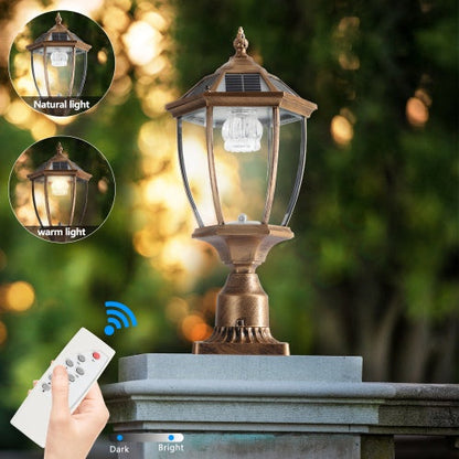 Vintage Gold Solar Pillar Headlight With Dimmable LED 1-Pack My Store