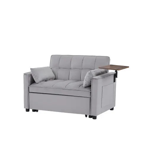 Velvet Loveseat Sleeper Sofa Bed With Side Table My Store