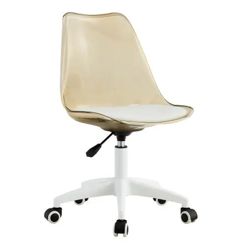 Modern Home Office Desk Chairs, Adjustable 360 Swivel Chair Engineering Plastic Armless Swivel Computer Chair With Wheels For Living Room, Bed Room Office Hotel Dining Room And Amber Brown My Store