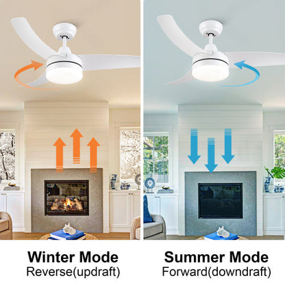 42 Inch Indoor White Ceiling Fan With LED Light My Store