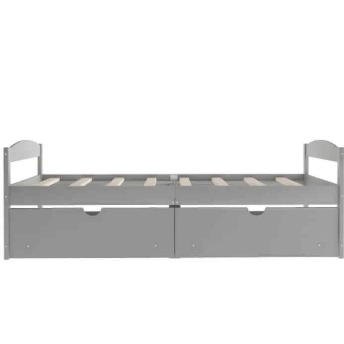 Twin Size Platform Bed, With Two Drawers, Gray My Store
