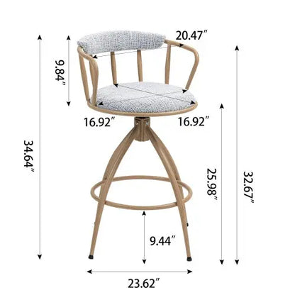 26 Swivel Counter Height Bar Stool, Set Of 2- Fabric Seat With Metal Frame, Modern Industrial Design Bar Chairs For Kitchen Island, Dining Room, Home Bar, Counter Seat My Store