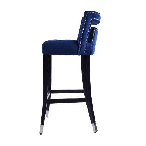 Suede Velvet Barstool With Nailheads Dining Room Chair2 Pcs Set - 30 Inch Seater Height My Store
