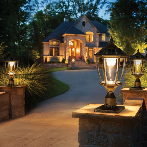 Vintage Gold Solar Pillar Headlight With Dimmable LED 1-Pack My Store
