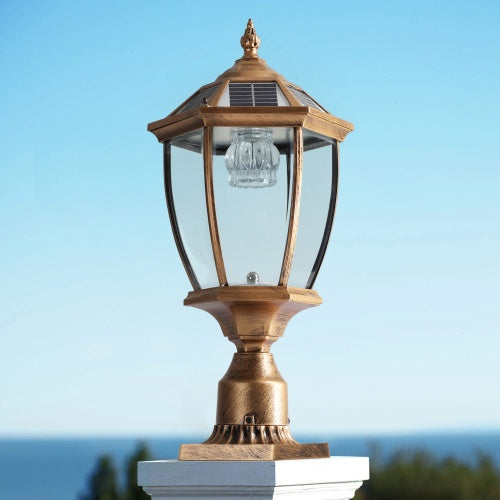Vintage Gold Solar Pillar Headlight With Dimmable LED 1-Pack My Store