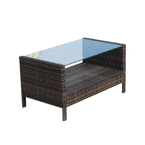 Outdoor Patio Furniture Coffee Table With Clear Tempered Glass My Store