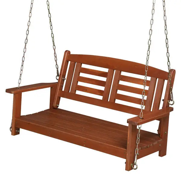 Red Brown Iron Chain Double Wooden Swing My Store