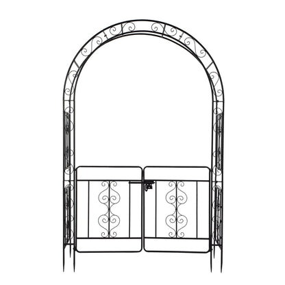7ft, Black, Double-decked, Rounded Roof, With Door, Wrought Iron, Iron Arch, Courtyard Inkedjoy