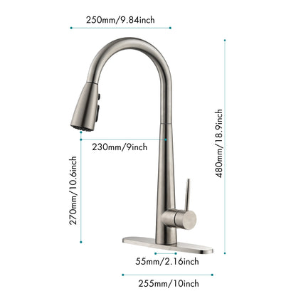High Curvature Single Handle Kitchen Sink Faucet With Deck Modern- Stainless Steel My Store
