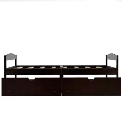 Twin Size Platform Bed, With Two Drawers, Espresso My Store