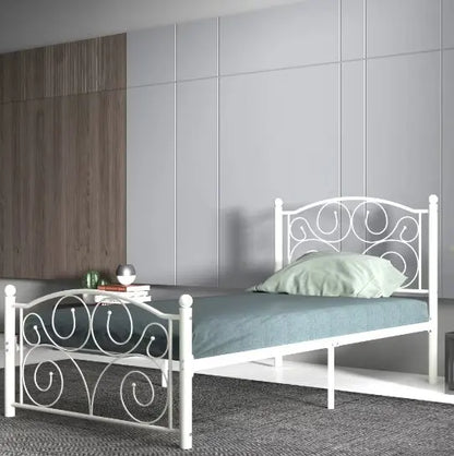 Twin Size Unique Flower Sturdy System Metal Bed Frame With Headboard And Footboard My Store