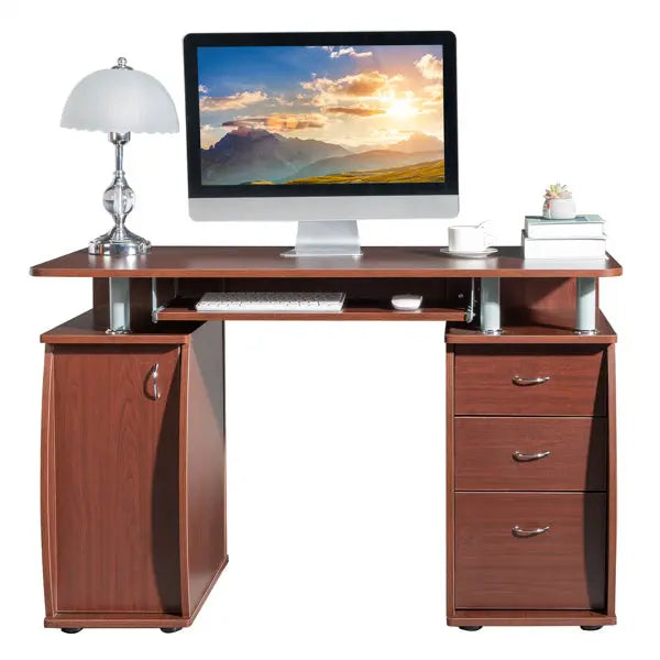 A Three Drawer Computer Desk With One Door My Store