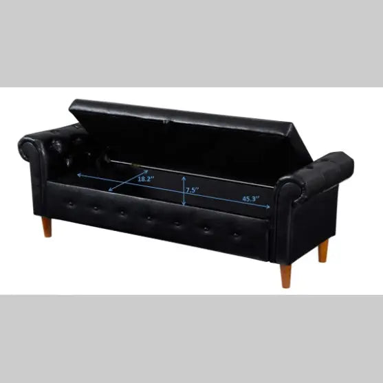 Black Multifunctional Storage Rectangular Sofa Stool My Store