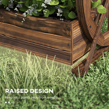 Wooden Wagon Planter Box, 2-Tier Raised Garden Bed, For Vegetables Flowers Herbs My Store