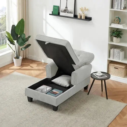 Chaise Lounge Indoor Sleeper Sofa Bed Chair Upholstered Lounge Chair For Bedroom Living Room With Rivets My Store