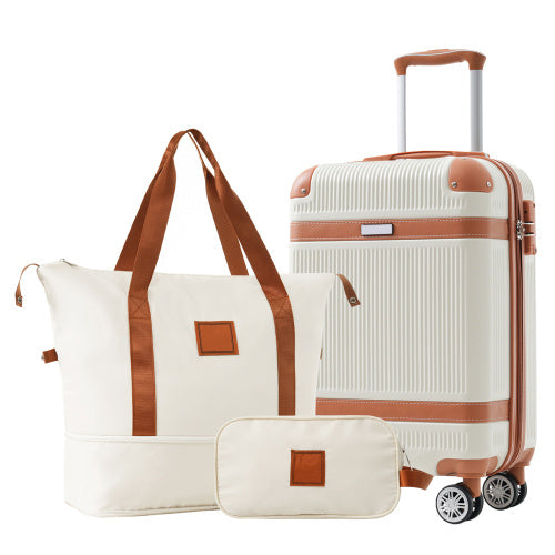 Hardshell Luggage Sets 3 Piece Carry-on Suitcase Double Spinner Wheels Inkedjoy