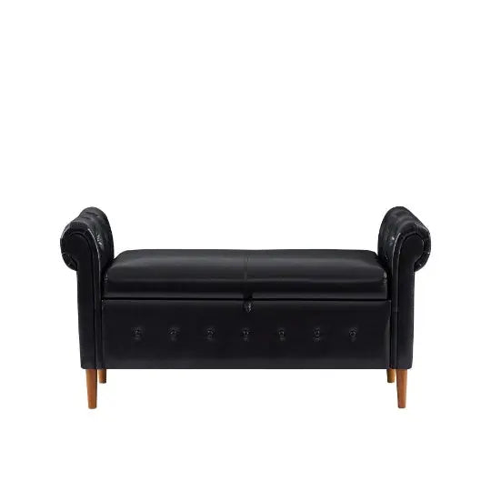 Black Multifunctional Storage Rectangular Sofa Stool My Store