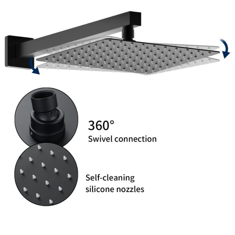 Matte Black 12 Inch Rain Shower Head And Handheld Inkedjoy