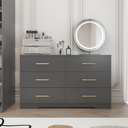Black Color Large 6 Drawers Chest Of Drawer Dressers With Golden Handle Inkedjoy