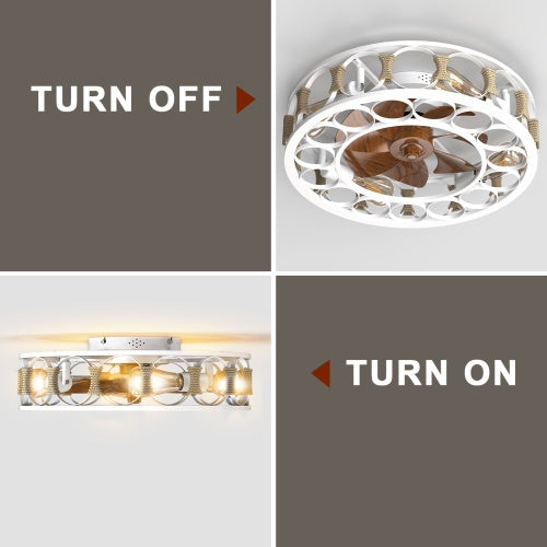 Cage Ceiling Fan With Light Remote Control 6 Speed Reversible Blades, 4 LED Bulbs Included My Store