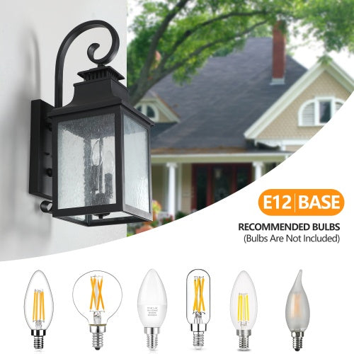 Large Outdoor Wall Light With Glass Supports Many Types Of Bulbs In 1 Pack My Store