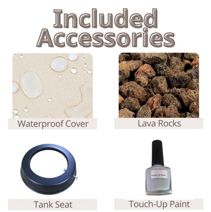 Outdoor Propane Fire Pit Table,Square Stone 35-inch Planter Base Lava Rocks And Waterproof Cover Inkedjoy