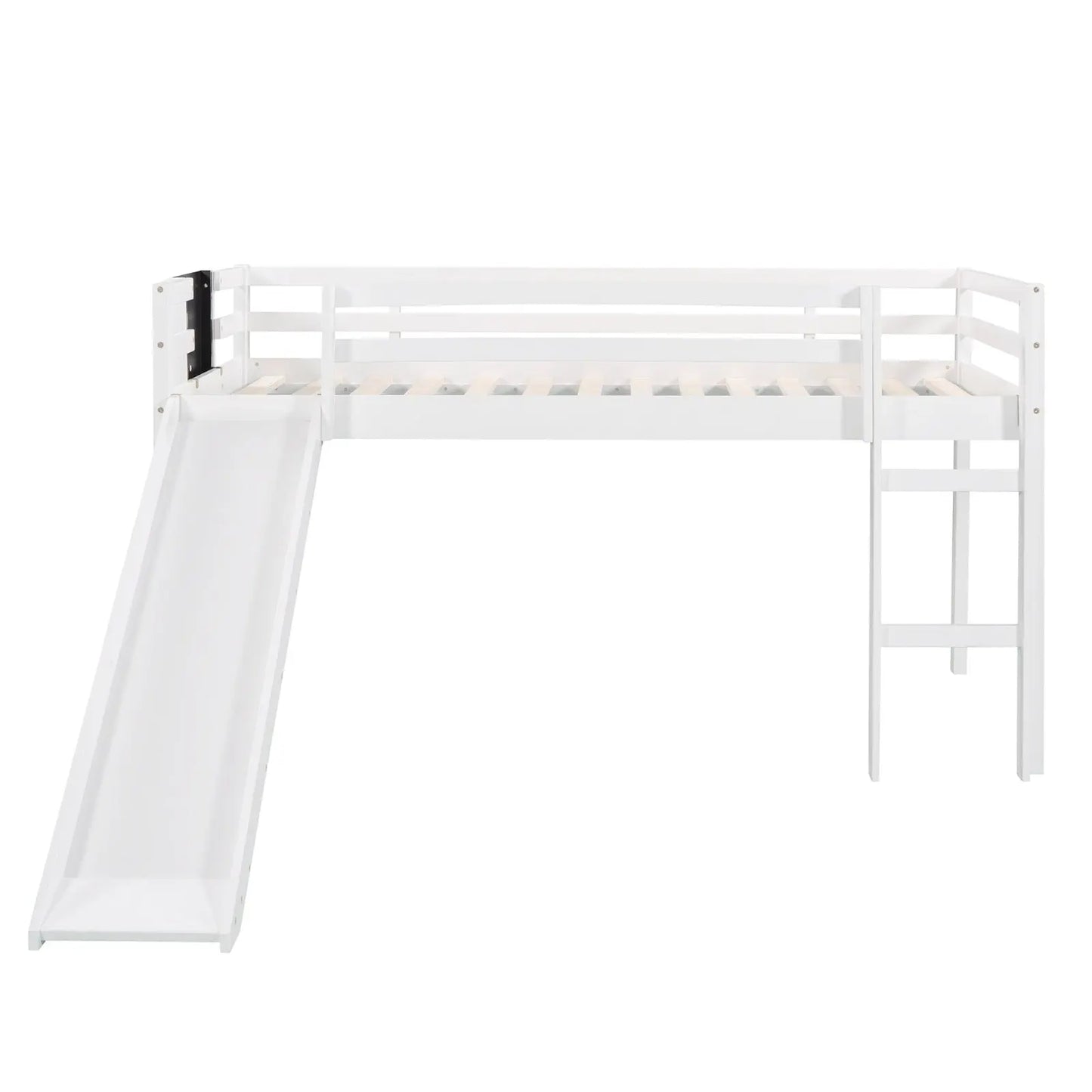 Twin Loft Bed With Slide, Stair, Chalkboard - White My Store
