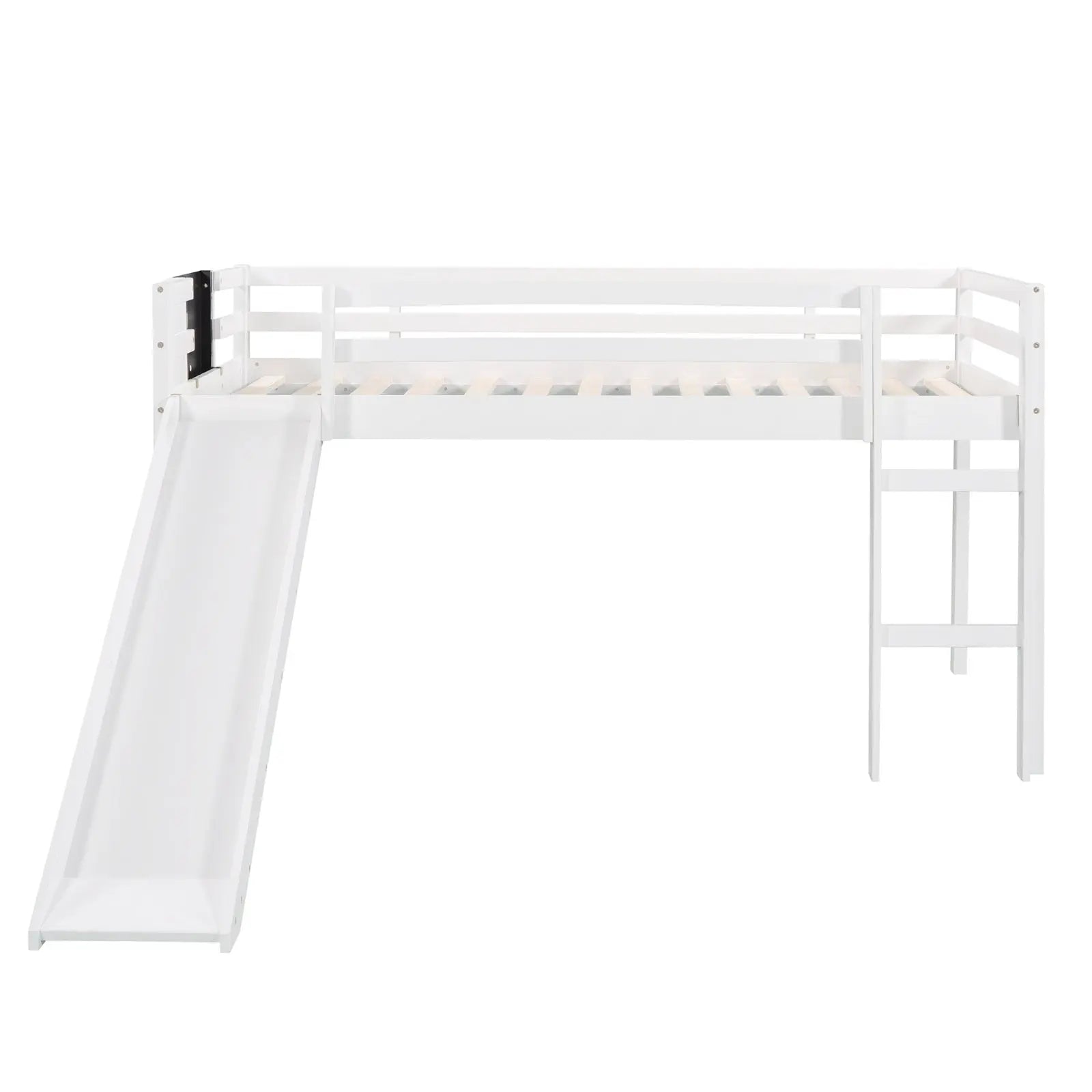 Twin Loft Bed With Slide, Stair, Chalkboard - White My Store