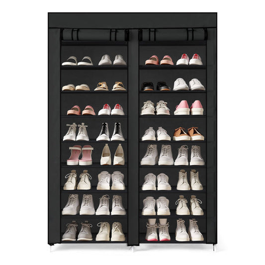 Double Row 10-ply Non Woven Shoe Cabinet, Black Inkedjoy