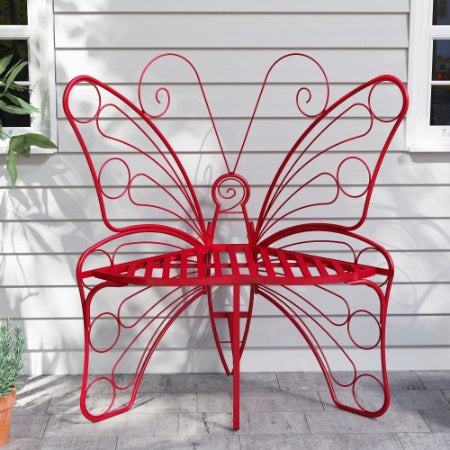 Modern Butterfly Cast Metal Garden Bench Inkedjoy